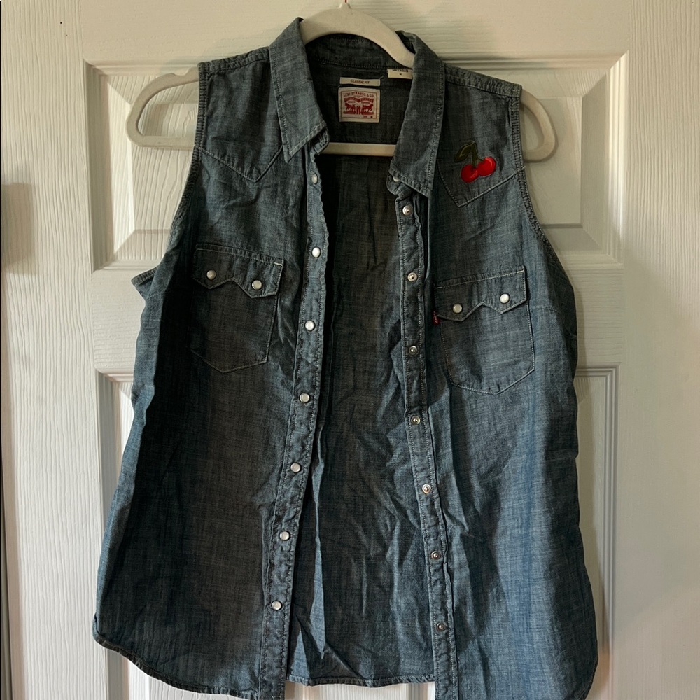 Levi's Blue Denim Pearl Snap with Cherry Embroidery 100% Cotton